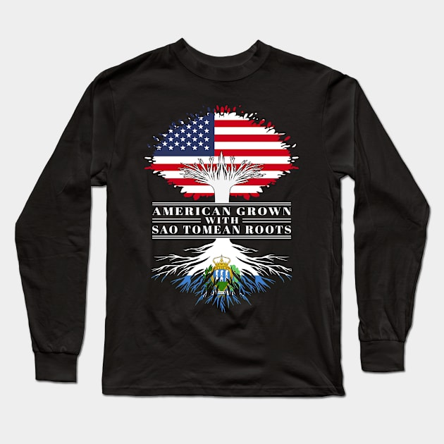 American Grown With Sao Tomean Roots Us San Marino Flag Tree Long Sleeve T-Shirt by BramCrye